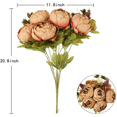 2PCS Artificial Peony Silk Flower Bouquet for Wedding Floral Arrangements 